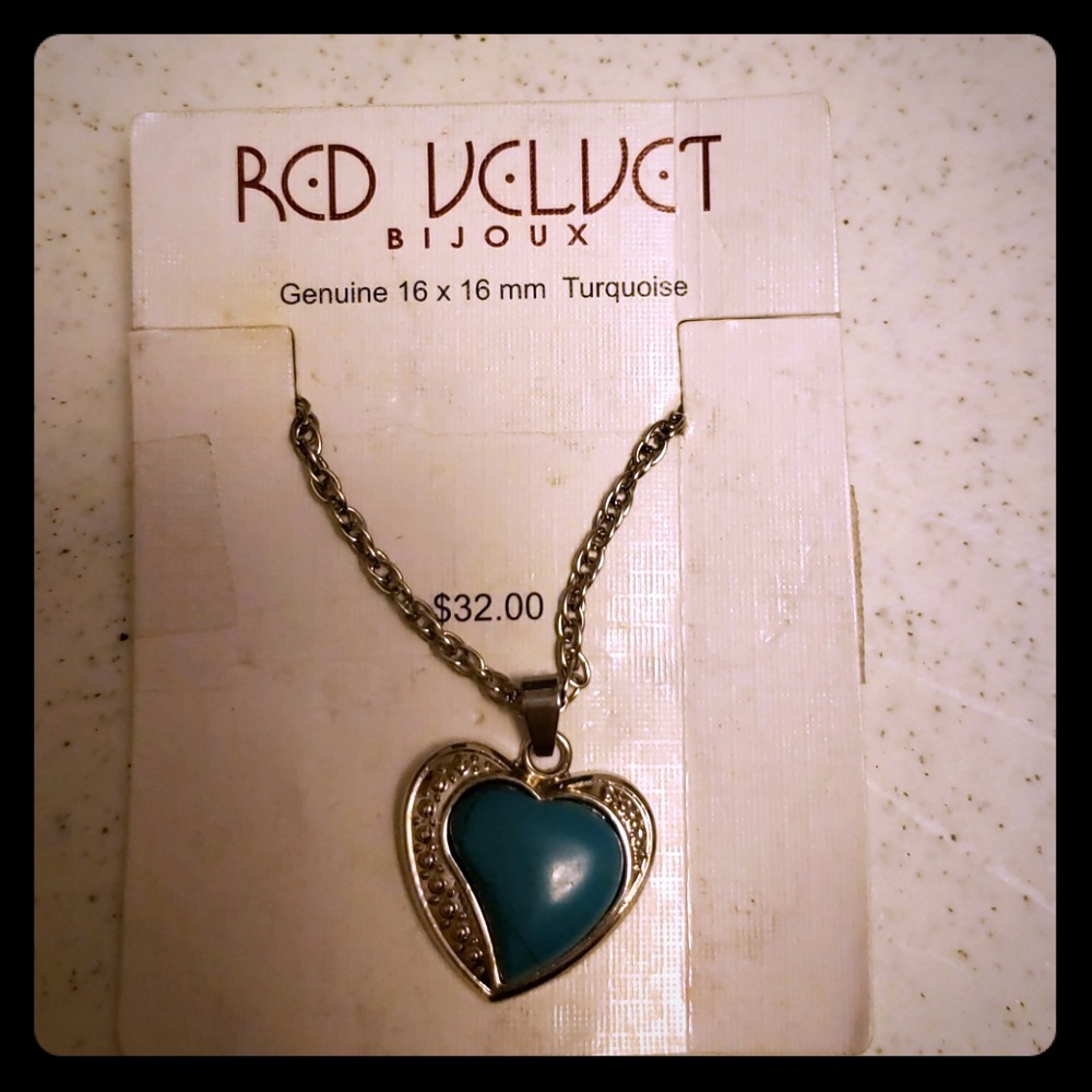 Red Velvet NWT Genuine Turquoise Heart necklace